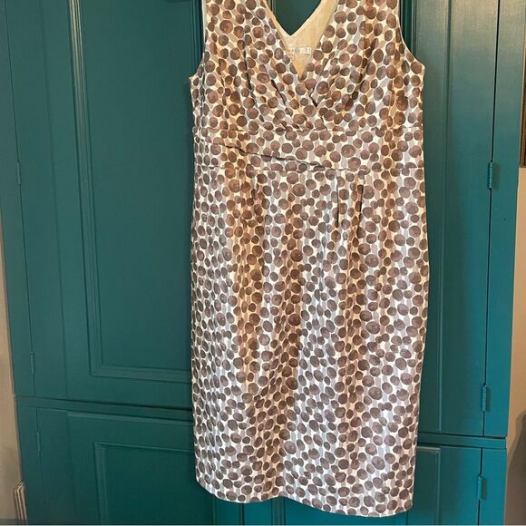 Boden dress gray polka dots cotton & lined sz 14 - Picture 2 of 6